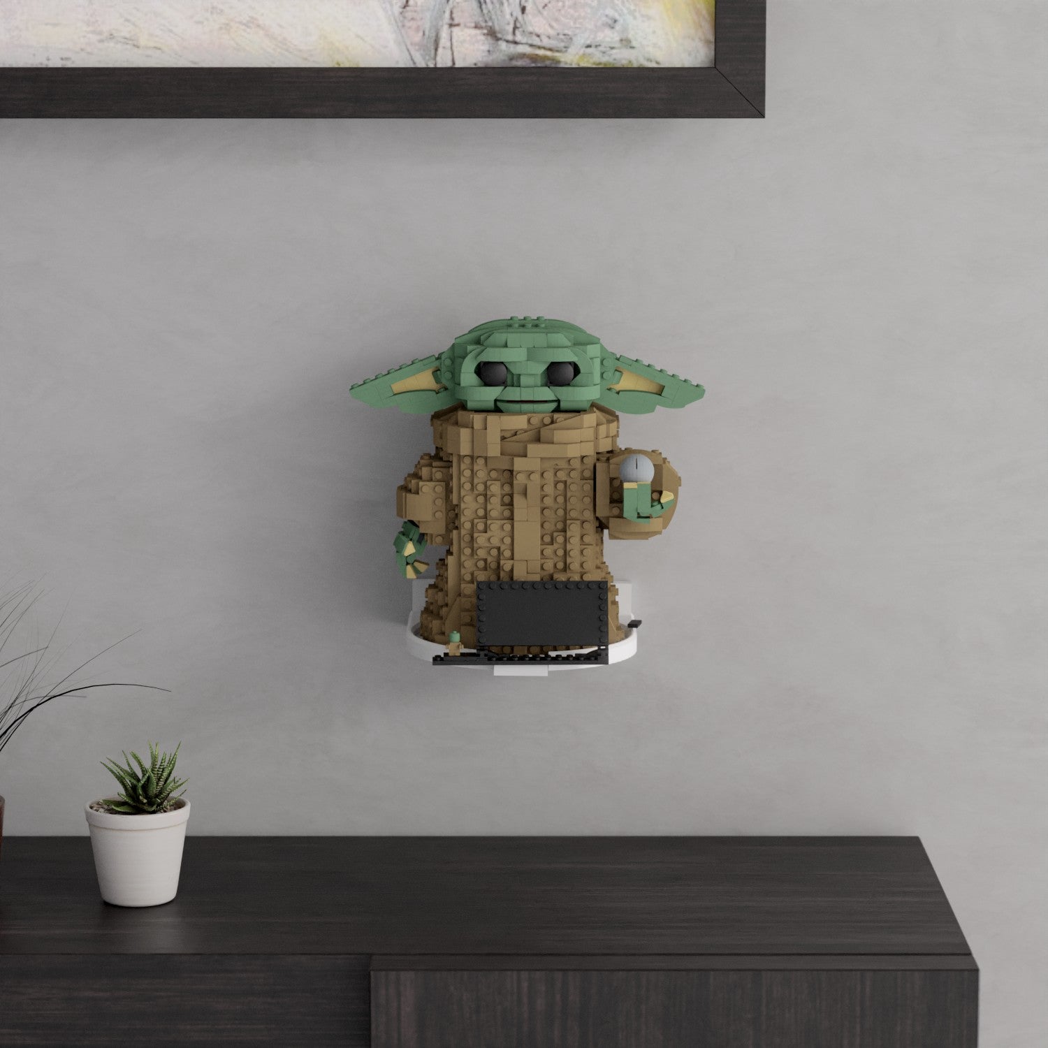 Wandhalterung kompatibel mit LEGO Star Wars 75318 Mandalorian Das Kind
