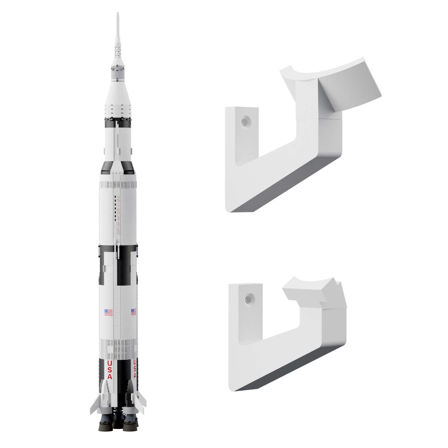 Wandhalterung kompatibel mit LEGO 92176 NASA Apollo im 55 ° Winkel