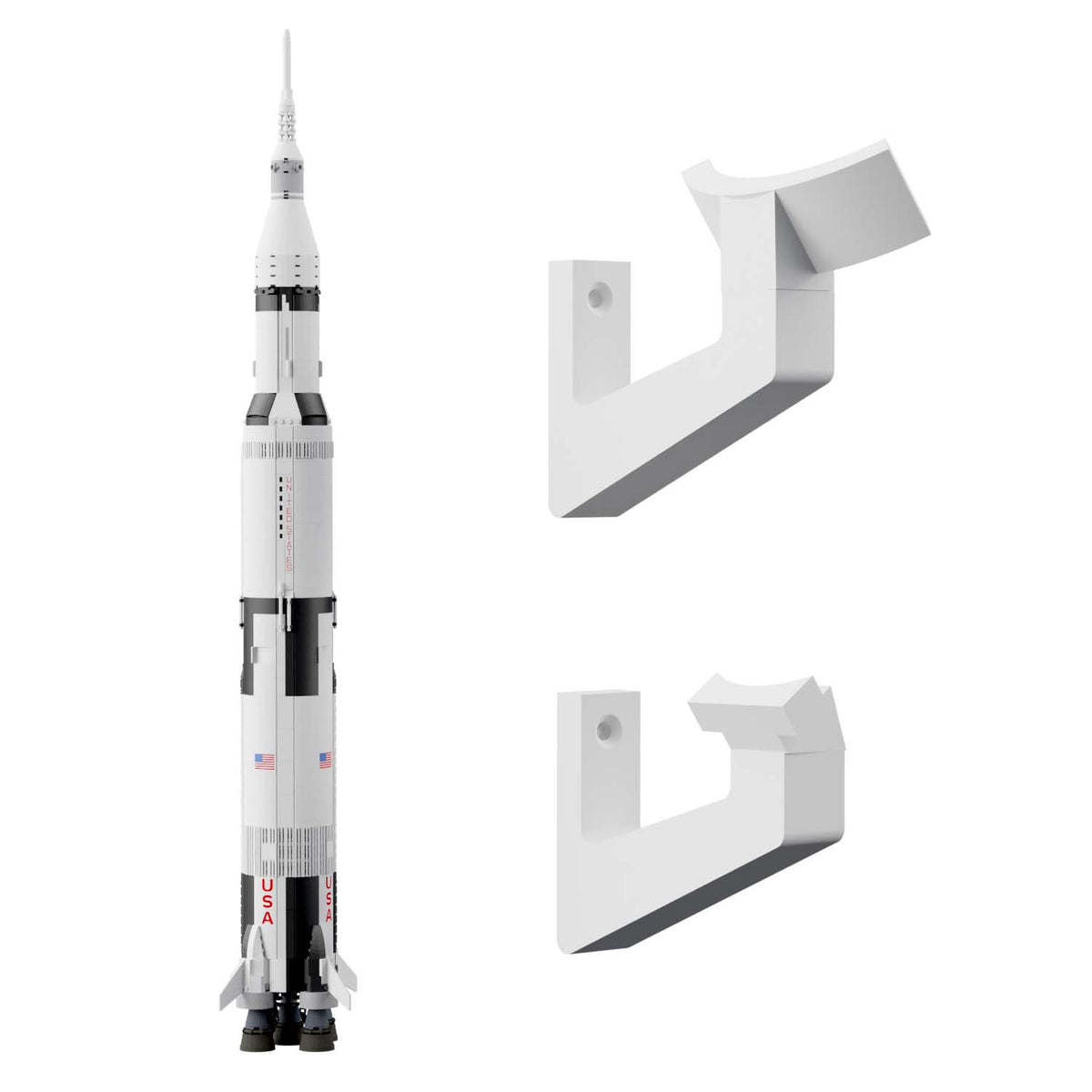 Wandhalterung kompatibel mit LEGO 92176 NASA Apollo im 55 ° Winkel